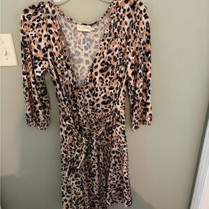 Stylish Leopard Print Long Sleeve Dress